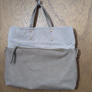 Shiraleah faux suede pebble purse tote beige